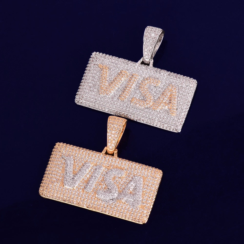 Pingente Visa Cravejado Ice e Corrente Rope de BRINDE!