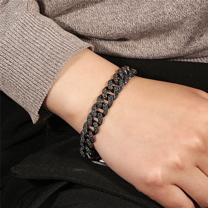 Pulseira Cuban Black Cravejada Ice